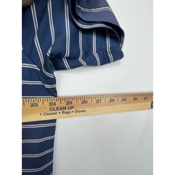 Peter Millar Men's Size Large Gray/Blue Striped Summer Comfort Short Sleeve Polo - Picture 5 of 7